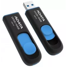 obrázek produktu ADATA Flash Disk 64GB UV128, USB 3.1 Dash Drive (R:90/W:40 MB/s) černá/modrá