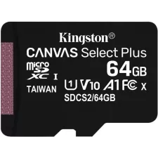 obrázek produktu KINGSTON 64GB microSDHC CANVAS Plus Memory Card 100MB read - UHS-I class 10 Gen 3  - bez adaptéru