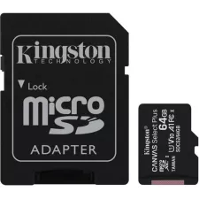obrázek produktu Kingston paměťová karta 64GB Canvas Select Plus microSDHC 100R A1 C10 Card + ADP