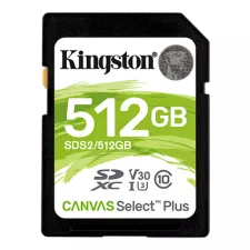 obrázek produktu Paměťová karta Kingston SDXC Canvas Select Plus 512 GB, U3 V30 CL10 100 MB/s