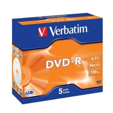 obrázek produktu VERBATIM DVD-R AZO 4,7GB, 16x, jewel case 5 ks