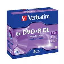 obrázek produktu VERBATIM DVD+R DL AZO 8,5GB, 8x, jewel case 5 ks