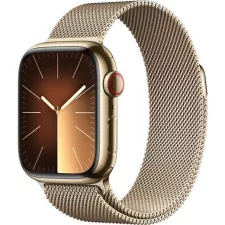 obrázek produktu Hodinky Apple Watch Series 9 GPS + Cellular, 41mm Gold Stainless Steel Case with Gold Milanese Loop