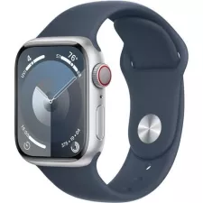 obrázek produktu APPLE Watch Series 9 GPS + Cellular 45mm Silver Aluminium Case with Storm Blue Sport Band - S/M