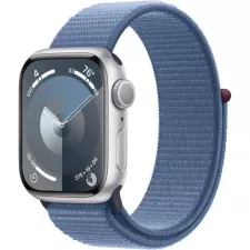 obrázek produktu Apple Watch Series 9 45mm Cellular Stříbrný hliník s ledově modrým provlékacím sportovním řemínkem