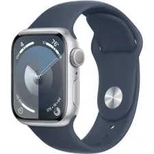 obrázek produktu Hodinky Apple Watch Series 9 GPS + Cellular, 41mm Silver Aluminium Case with Storm Blue Sport Band - S/M