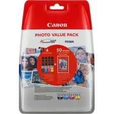 obrázek produktu Canon CLI-551 C/M/Y/BK inkoustová náplň 4 kusů Originální Standardní výtěžnost Černá, Azurová, Žlutá, Purpurová