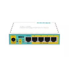 obrázek produktu Mikrotik hEX PoE lite router zapojený do sítě Fast Ethernet Bílá