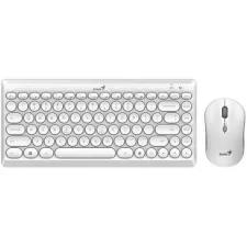 obrázek produktu GENIUS klávesnice+myš LuxeMate Q8000, bezdrátový, RETRO, CZ+SK layout, 2,4GHz, mini USB přijímač, bílá