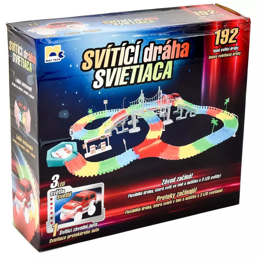 Obrázek produktu MAC TOYS Velká svítící dráha 192 dílků s autíčkem s LED světly