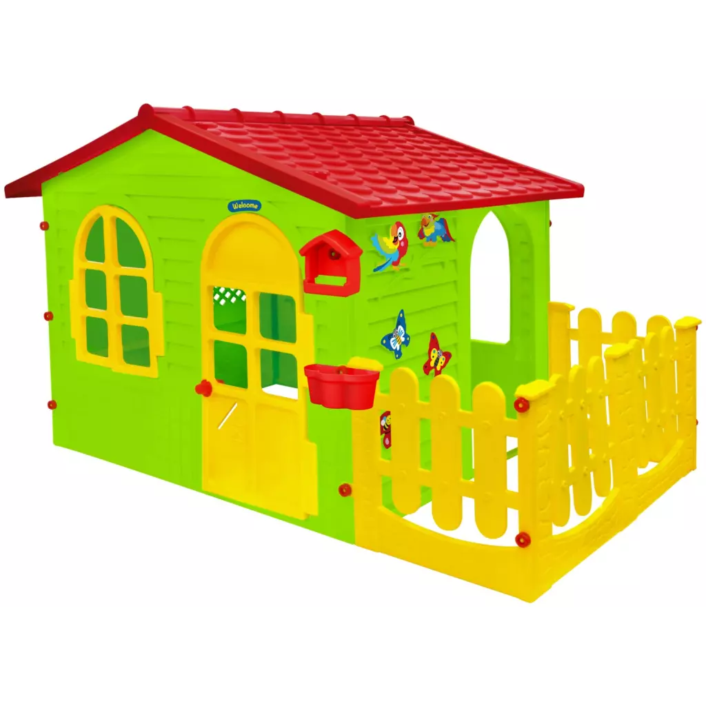 Obrázek produktu MOCHTOYS Dětský zahradní domeček s plotem a tabulí