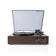 obrázek produktu Gramofon | 33 / 45 / 78 rpm | Řemenový pohon | 1x Stereo RCA | 18 W | Vestavěný (před) zesilovač | Převod MP3 | ABS / MDF | Hnědá