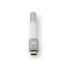obrázek produktu USB-C™ Adaptér | USB 2.0 | USB-C™ Zástrčka | 3,5 mm Zásuvka | 0.08 m | Kulatý | Pozlacené | Nylon / Opletený | Bílá / Stříbrn