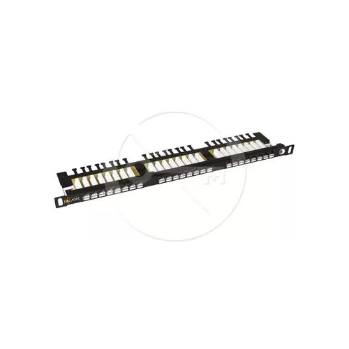 obrázek produktu UTP patch panel SOLARIX Cat6, 24xRJ45, 0,5U, black, s vyvazovací lištou