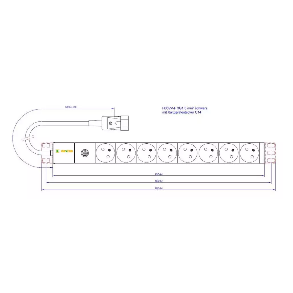Obrázek produktu CONTEG Napájecí panel, 8xUTE, 250V, 10A pojistka, 19