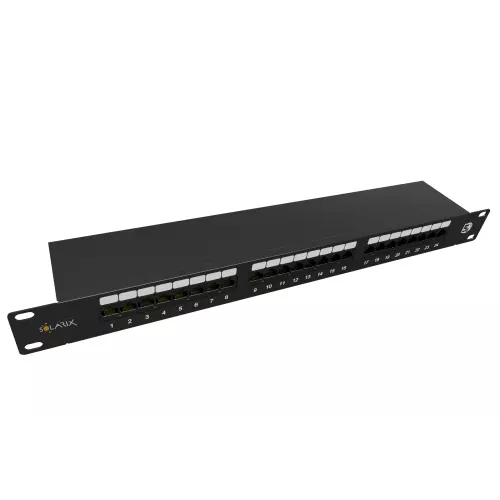 obrázek produktu SOLARIX Patch panel STP 24xRJ45 kat. 5E, 1U, 19", osazený, černý