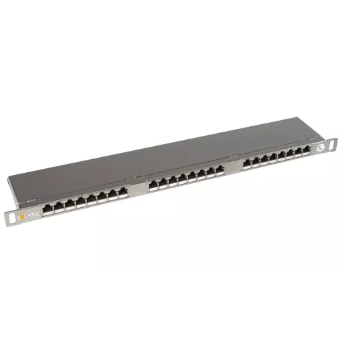 obrázek produktu SOLARIX Patch panel STP 24xRJ45 kat. 6, 0,5U, 19", osazený, s vyvazovací lištou, nerez