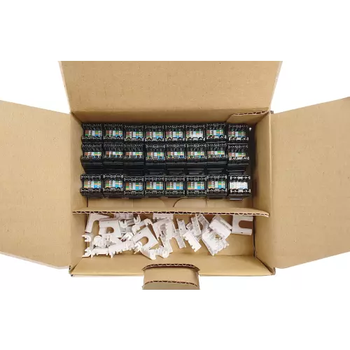 obrázek produktu SOLARIX Modul Keystone RJ45, kat. 5E, UTP, rychlozařezávací, černý, balení 24 kusů