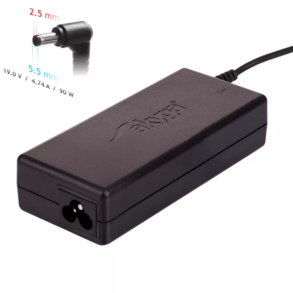 Obrázek produktu Akyga Nabíječka na notebook 19V/4.74A/90W 5.5x2.5mm - černá