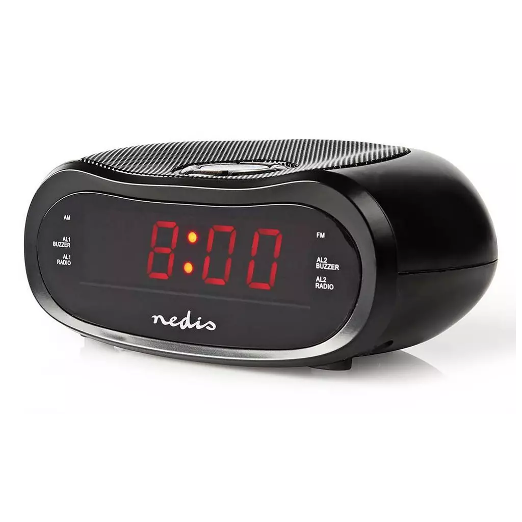 Obrázek produktu NEDIS digitální budík s rádiem/ LED displej/ AM/ FM/ funkce odloženého buzení/ časovač vypnutí/ 2 alarmy/ černý