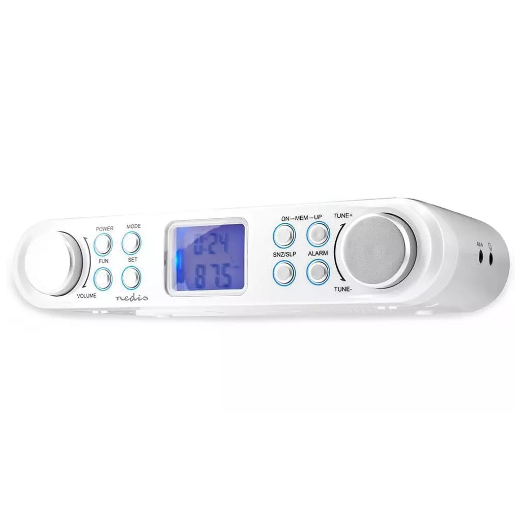 Obrázek produktu NEDIS kuchyňské rádio/ FM/ síťové napájení/ digitální/ 1,5 W/ budík/ výstup pro sluchátka/ bílo-stříbrné