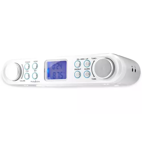 obrázek produktu NEDIS kuchyňské rádio/ FM/ síťové napájení/ digitální/ 1,5 W/ budík/ výstup pro sluchátka/ bílo-stříbrné