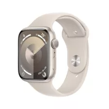 obrázek produktu Apple Watch Series 9 45mm Hvězdně bílý hliník s hvězdně bílým sportovním řemínkem - M/L - bílá