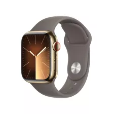 obrázek produktu Apple Watch Series 9 41mm Cellular Zlatý nerez s jílově šedým sportovním řemínkem - S/M