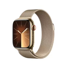 obrázek produktu Apple Watch Series 9 41mm Cellular Zlatý nerez se zlatým milánským tahem