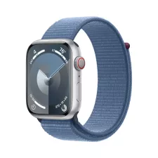 obrázek produktu Apple Watch Series 9 45mm Cellular Stříbrný hliník s ledově modrým provlékacím sportovním řemínkem