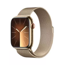 obrázek produktu Apple Watch Series 9 45mm Cellular Zlatý nerez se zlatým milánským tahem