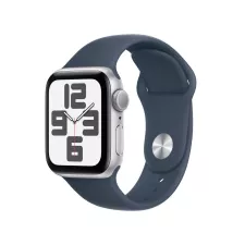 obrázek produktu Apple Watch SE 40mm Stříbrný hliník s bouřkově modrým sportovním řemínkem - S/M