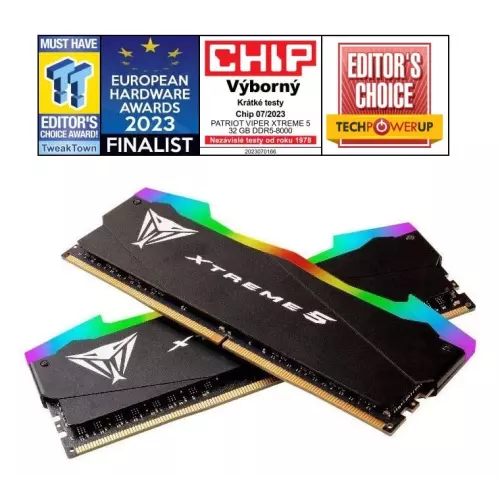 obrázek produktu PATRIOT VIPER XTREME 5 RGB 32GB DDR5 8000MHz / DIMM / CL38 / Kit 2x 16GB - černá
