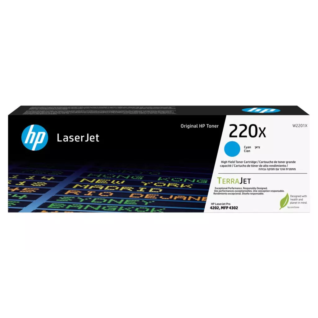 Obrázek produktu HP toner 220X (azurový, 5500str.) pro LaserJet Pro 4202dn, 4202dw, MFP 4302dw, MFP 4302fdn, MFP 4302fdw