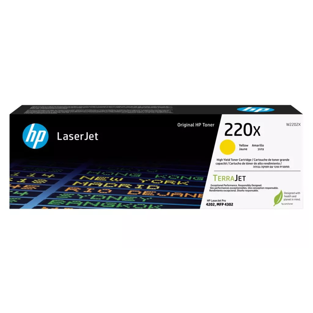 Obrázek produktu HP toner 220X (žlutý, 5500str.) pro LaserJet Pro 4202dn, 4202dw, MFP 4302dw, MFP 4302fdn, MFP 4302fdw