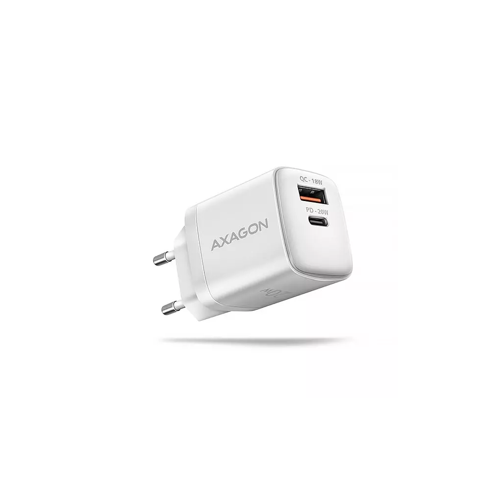 Obrázek produktu AXAGON ACU-PQ20W nabíječka do sítě 20W, 2x port (USB-A + USB-C), PD3.0/PPS/QC4+/AFC/Apple, bílá - bílá
