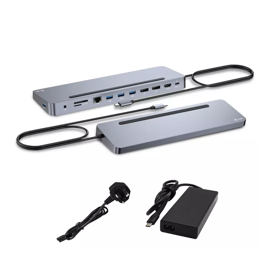 Obrázek produktu i-tec USB-C Metal Ergonomic 3x 4K Display Docking Station, PD100W + i-tec Universal Charger 100W