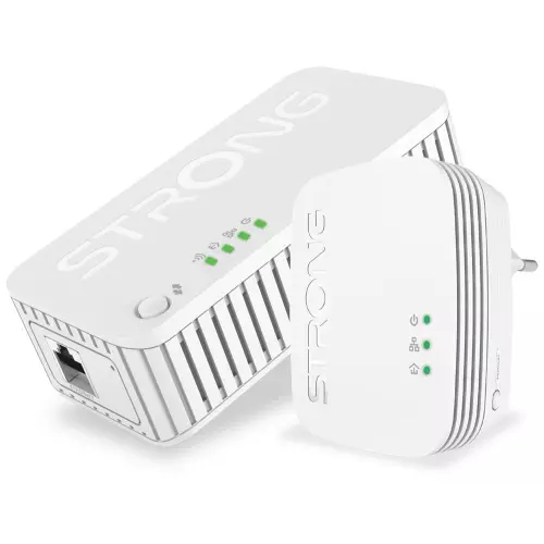 obrázek produktu Strong sada 2x adaptérů Powerline WF 1000 DUO MINI/ Powerline 1000 Mbit/s/ Wi-Fi 750 Mbit/s/ 1x LAN/ bílý