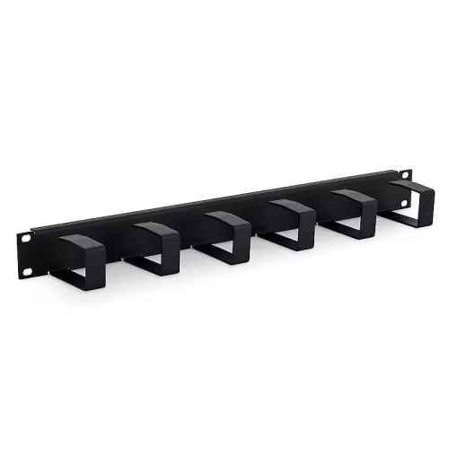obrázek produktu 19" vyvazovací panel 1U 6x háček 70x40mm černý kov