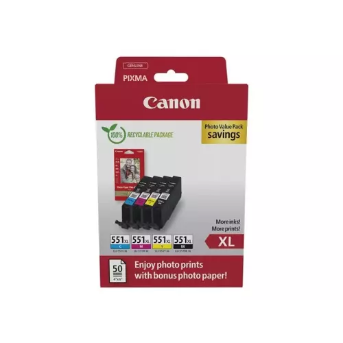 obrázek produktu Canon CLI-551 XL C/ M/ Y/ BK Photo Value Pack - černá/black