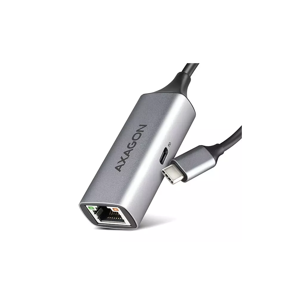 Obrázek produktu AXAGON ADE-TXPD, USB-C 3.2 Gen 1 - Gigabit Ethernet síťová karta, Asix AX88179, PD 100W, auto instal