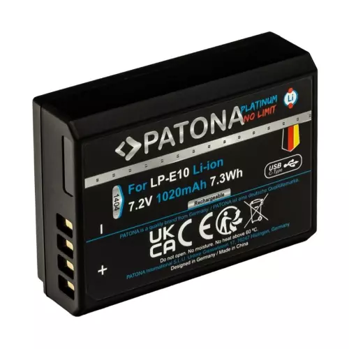 obrázek produktu PATONA baterie pro foto Canon LP-E10 1020mAh Li-Ion Platinum USB-C nabíjení