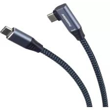 obrázek produktu USB-C zahnutý kabel ( USB 3.2 GEN 2x2, 5A, 100W, 20Gbit/s ) 3m hliníkové krytky konektorů, bavlněný oplet