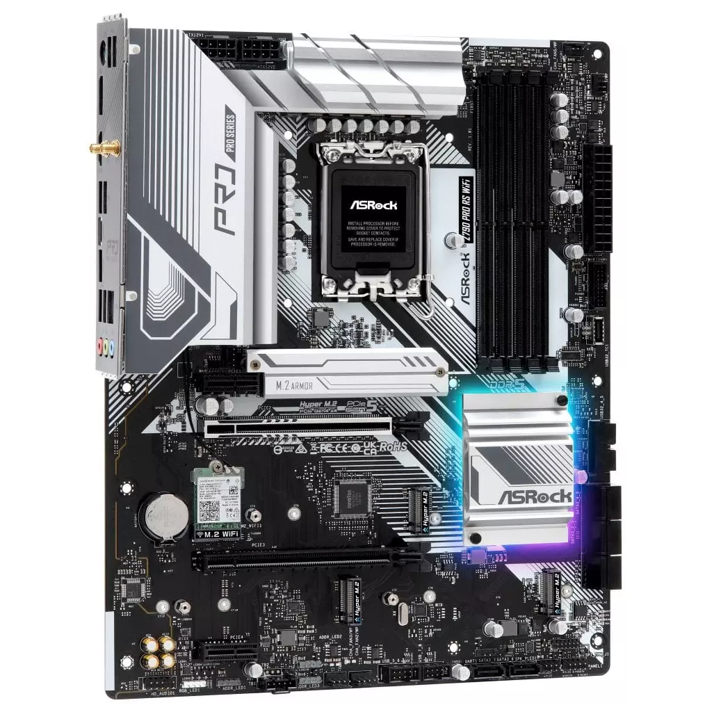 Obrázek produktu ASRock Z790 Pro RS WiFi / Intel Z790 / LGA1700 / 4x DDR5 DIMM / 4x M.2 / HDMI / DP / USB-C / ATX