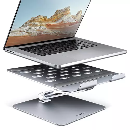 obrázek produktu AXAGON STND-LQ, hliníkový HQ stojan pro notebooky 10" - 16", nastavitelná výška a úhel - stříbrná