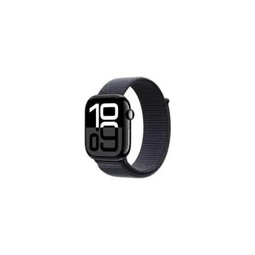 obrázek produktu Apple Watch Series 10 GPS + Cellular 42mm Jet Black Aluminium Case with Ink Sport Loop (MWX83QC/A)