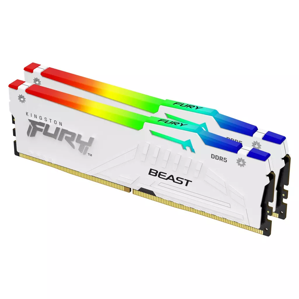 Obrázek produktu Kingston Fury Beast White DDR5 32GB 6000MHz CL30 RGB chladič (Kit 2x16GB) - bílá