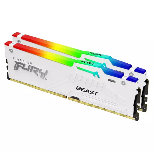 obrázek produktu Kingston Fury Beast White DDR5 32GB 6000MHz CL30 RGB chladič AMD EXPO (Kit 2x16GB) - bílá