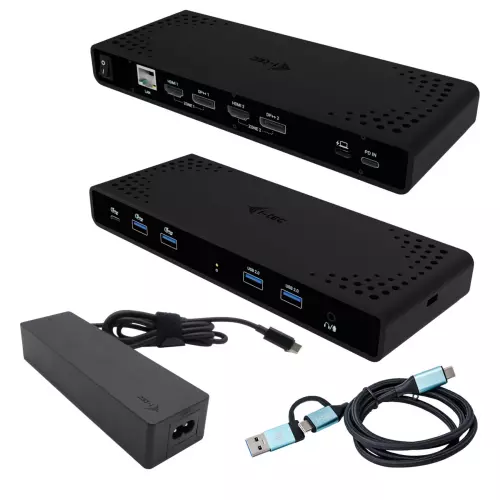 obrázek produktu i-tec Universal Dual 4K Display Docking Station, Power Delivery 85W + i-tec USB-C Charger 100W - černá