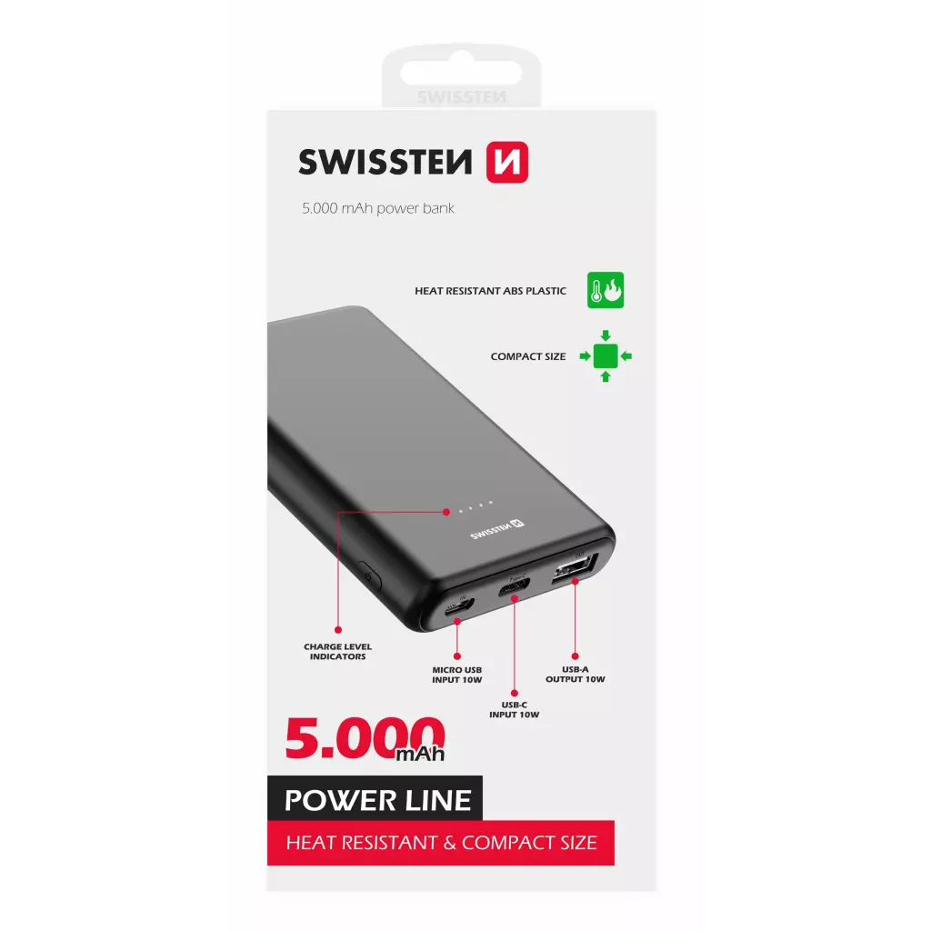 Obrázek produktu SWISSTEN Power Line powerbank 5000 mAh 10W černá - černá